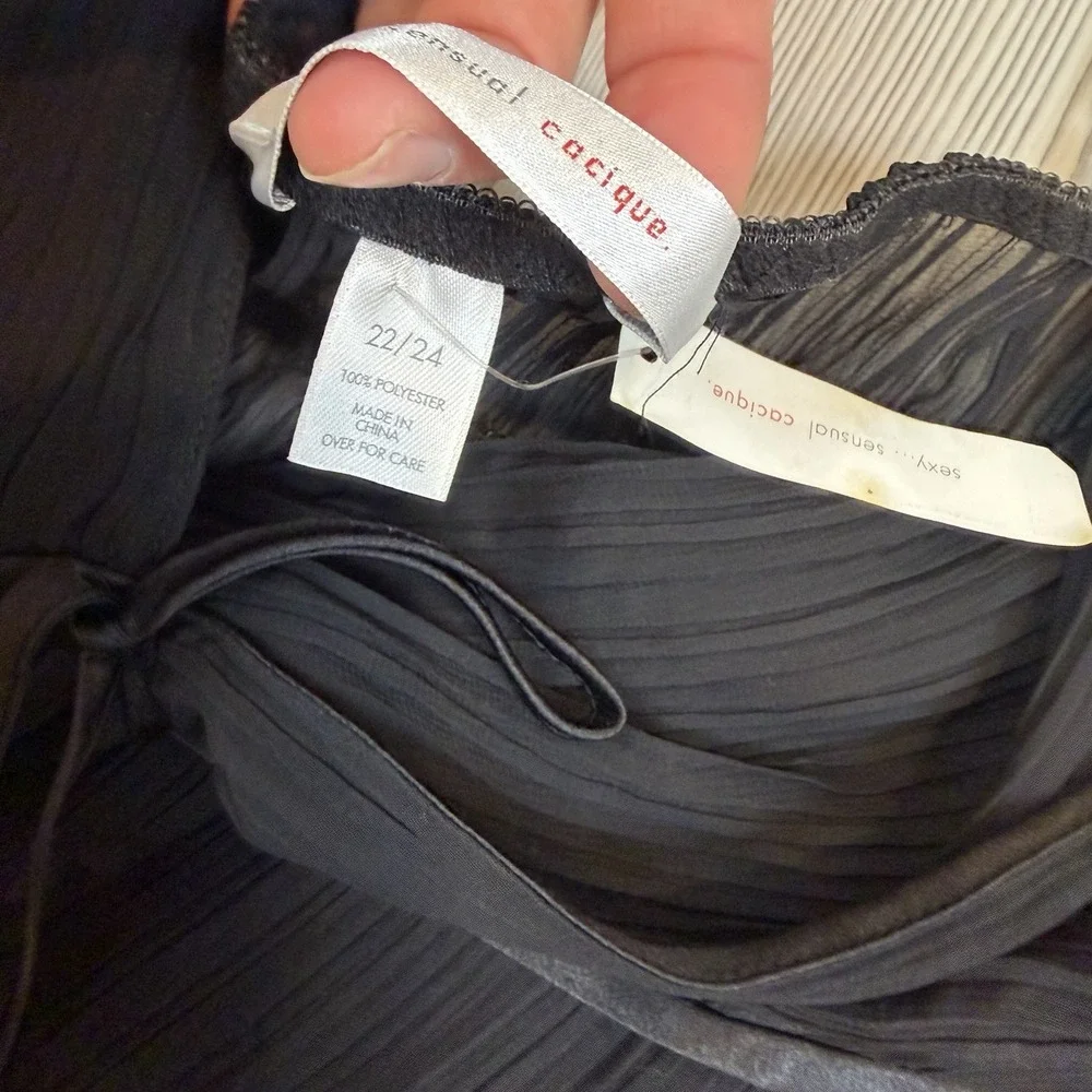 NWT Cacique Black Sheer‎ Stretch Lace Cami Nighty Top 22/24 Sexy